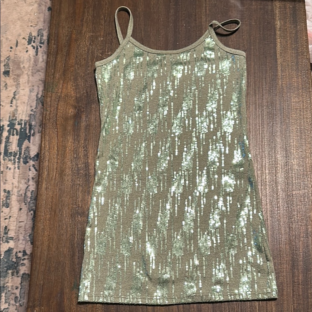 EUC… BKE Sparkling Green Sequin cami/spaghetti strap tank